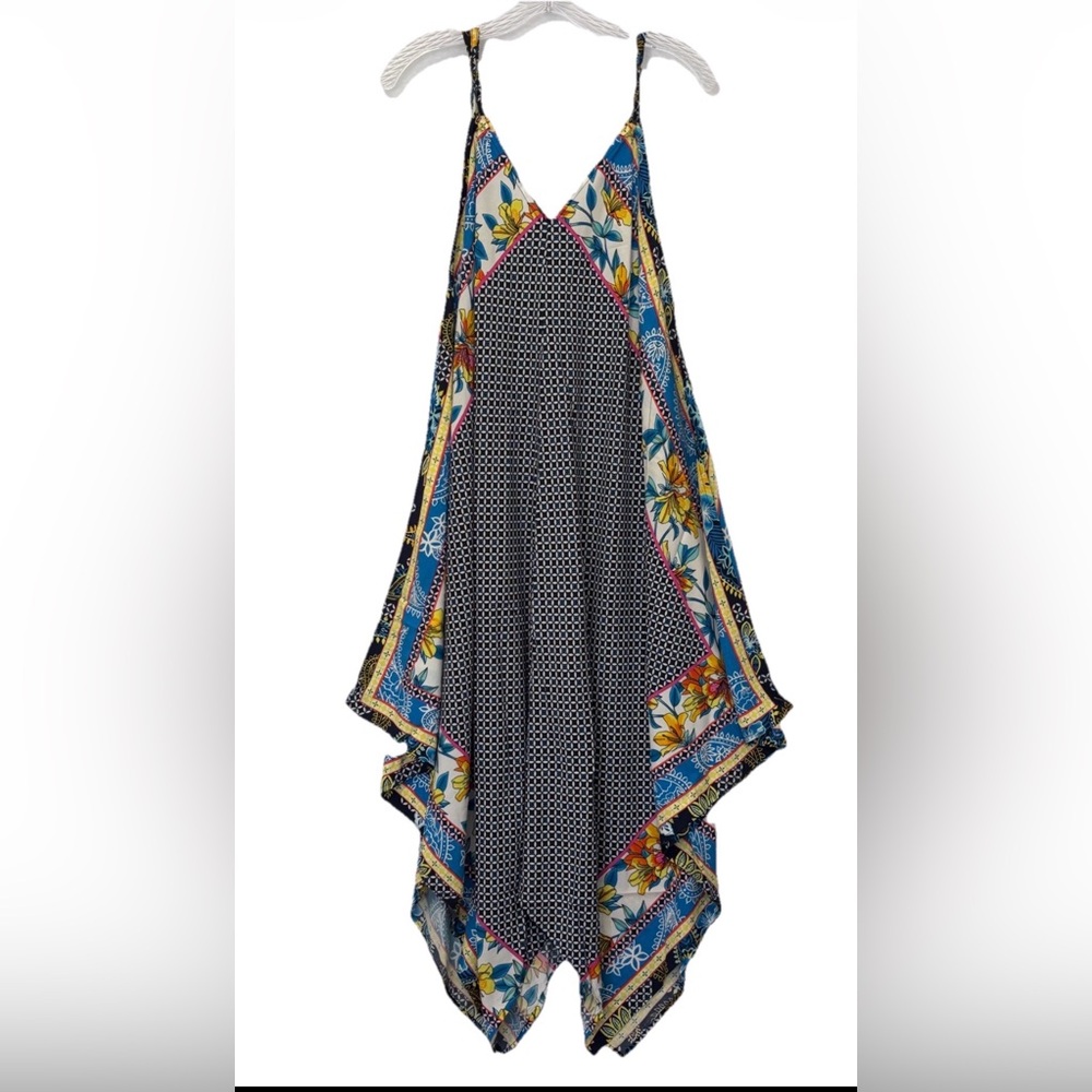Tommy Bahama Sz L/XL Sun Lilies Bandana Scarf Slip Dress Midi Resort Wear Blue - Picture 2 of 4